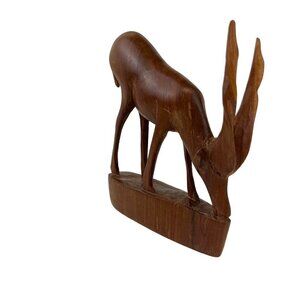 Vintage Besmo Kenye Hand Carved Antelope Statue MCM 60s 70s Home Decor
